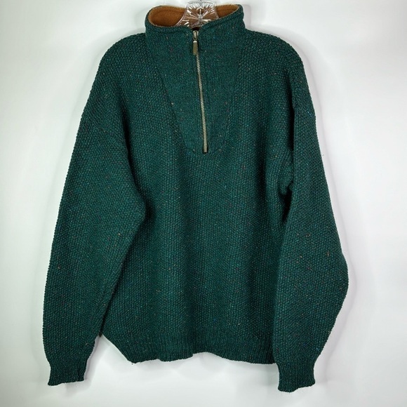Vintage Orvis Green 1/4 Zip Wool Sweater Size Large - Picture 1 of 9